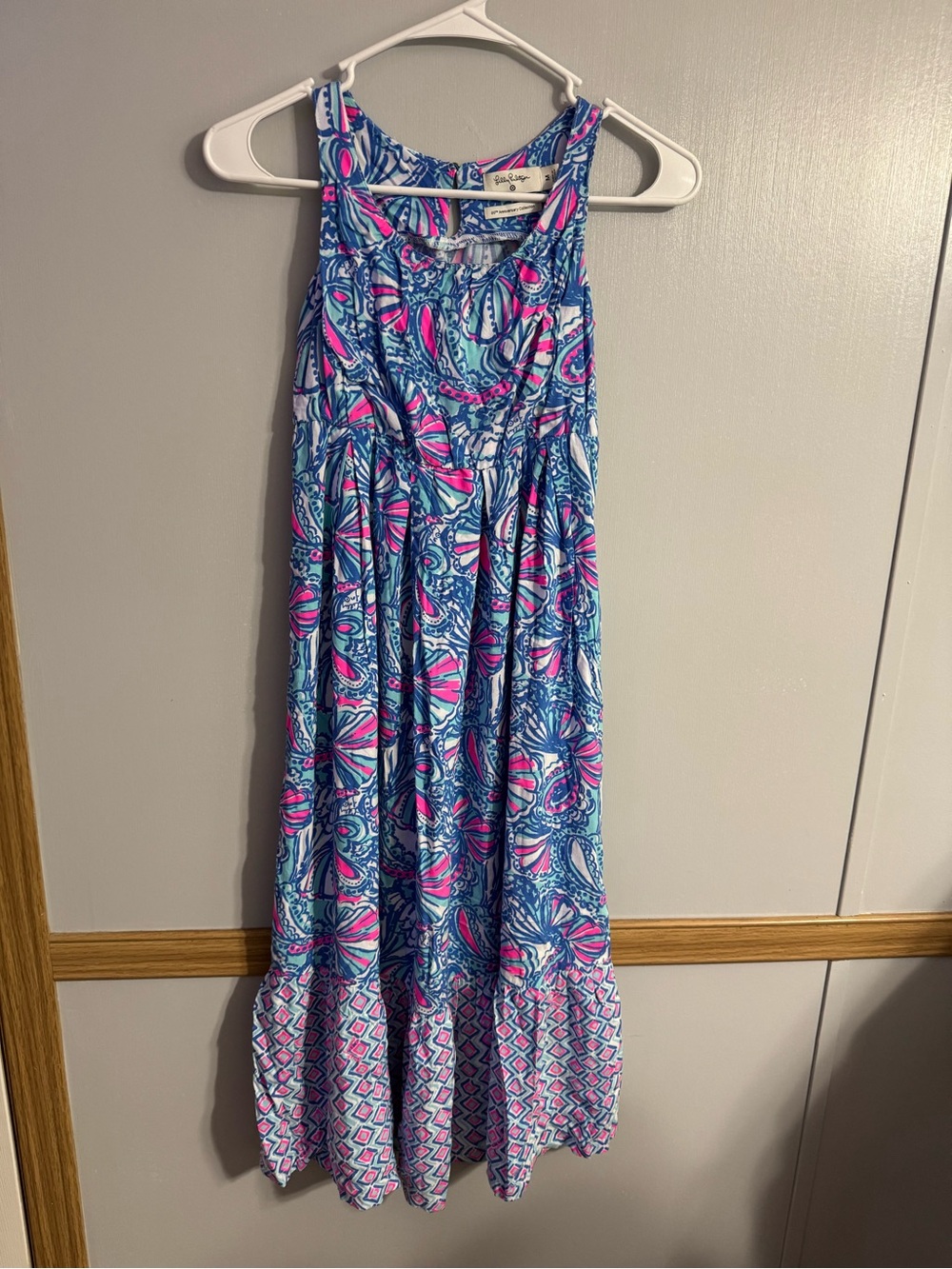 Lilly Pulitzer Blue & Pink Seashells Girls' Maxi Dress Size Medium